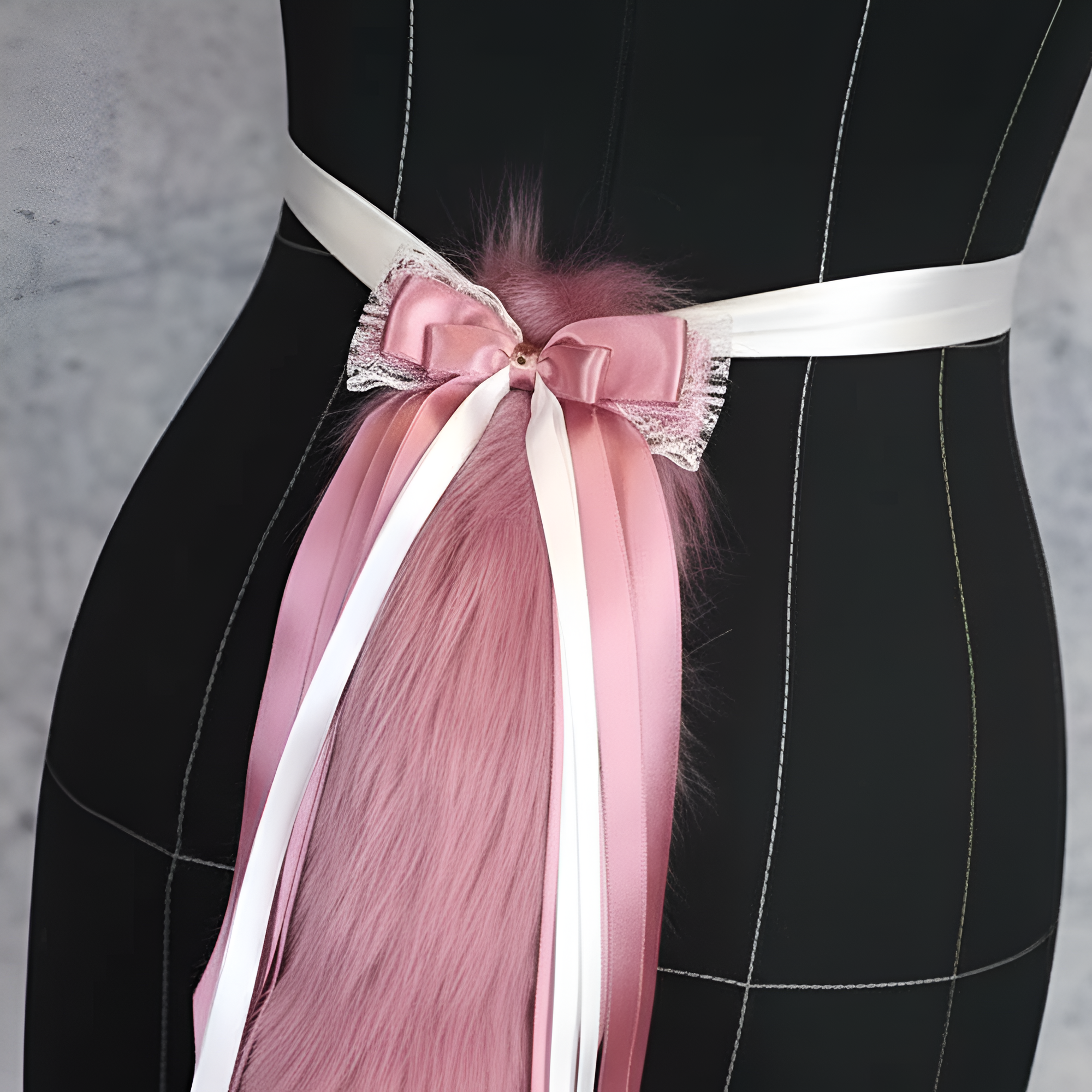 Ribbon Tied Blush Fur Tail