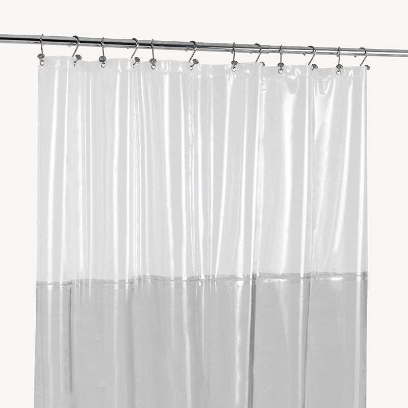 Gray Shower Curtain Liner - Lightweight Shower Curtains With Magnets, Metal Grommets - Grafton Collection
