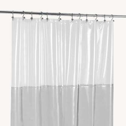 Gray Shower Curtain Liner - Lightweight Shower Curtains With Magnets, Metal Grommets - Grafton Collection