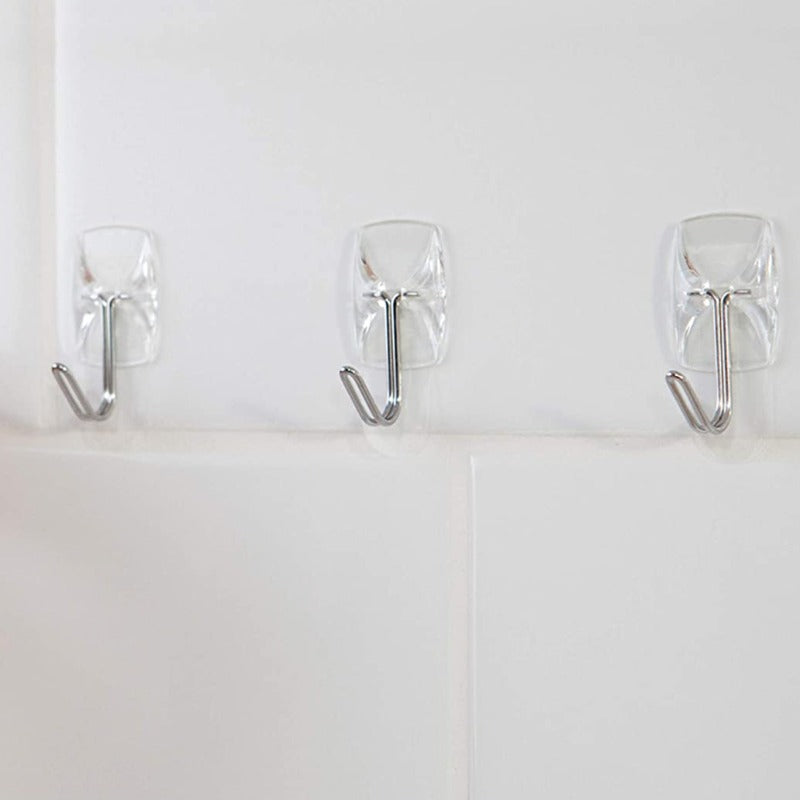 Small Wire Toggle Hooks, Damage Free Hanging Wall Hooks With Adhesive Strips, No Tools Wall Hooks For Hanging Decorations In Living Spaces, Clear Hooks And Strips - Grafton Collection