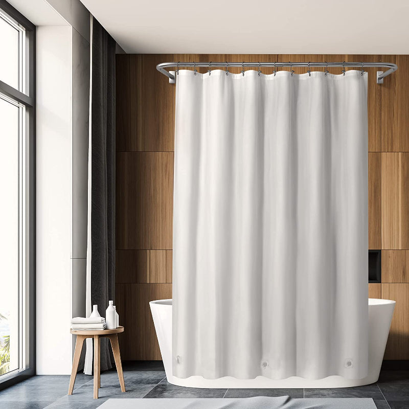 White Shower Curtain Liner - Lightweight Shower Curtain With Magnets, Metal Grommets - Grafton Collection