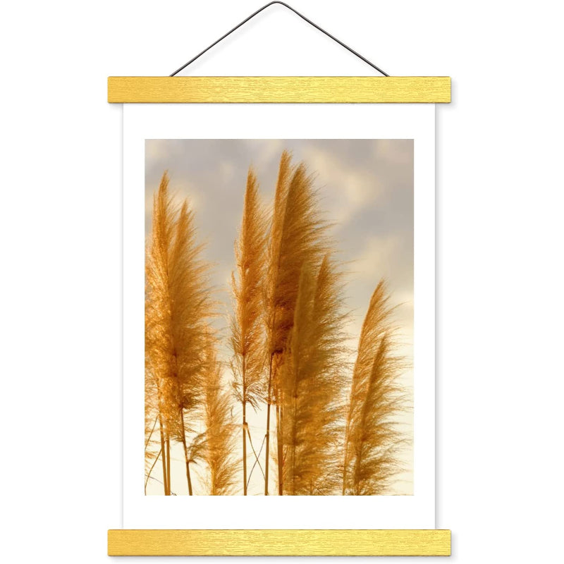 Magnetic Poster Frame Hanger, Natural Teak, Poster Hanger For Photos, Pictures, Prints, Maps, Scrolls And Canvas Artworks - Grafton Collection