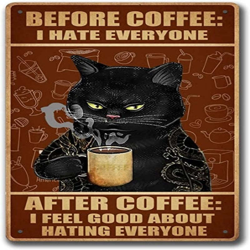 Retro Cat Metal Sign Vintage Kitchen Signs Wall Decor Funny Tin Signs Bar Decorations Art Poster - Grafton Collection