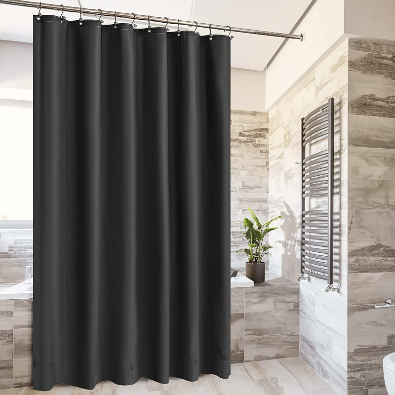 Black Shower Curtain Liner - Lightweight Shower Curtain With Magnets, Metal Grommets - Grafton Collection