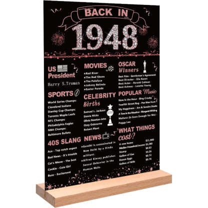 Birthday Gift for Women, One-sided Back In Poster Acrylic Table Sign With Stand For Girl Year Old Birthday Party Supplies Vintage Birthday Decorations For Women - Grafton Collection