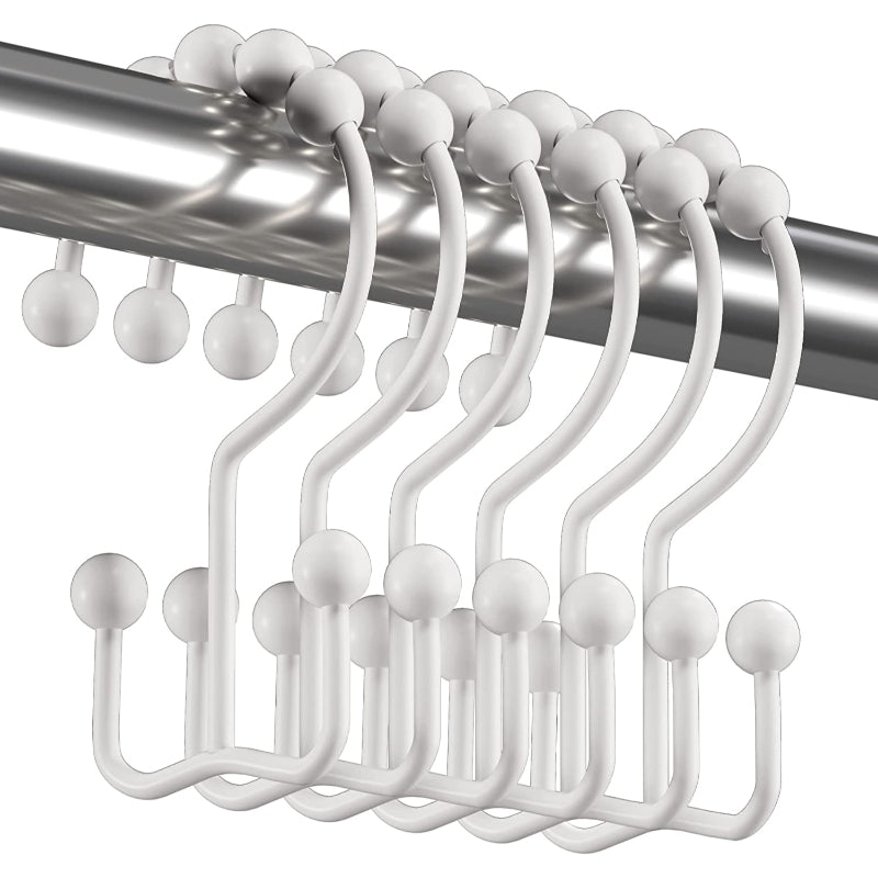 Shower Curtain Hooks Rings, Rust-Resistant Metal Double Glide Shower Hooks For Bathroom Shower Rods Set - Grafton Collection