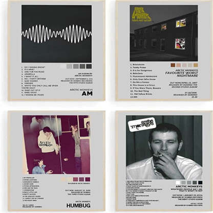 Music Album Cover Posters Print Set of 4 Room Aesthetic Canvas Wall Art for Girl and Boy Teens Dorm Decor - Grafton Collection