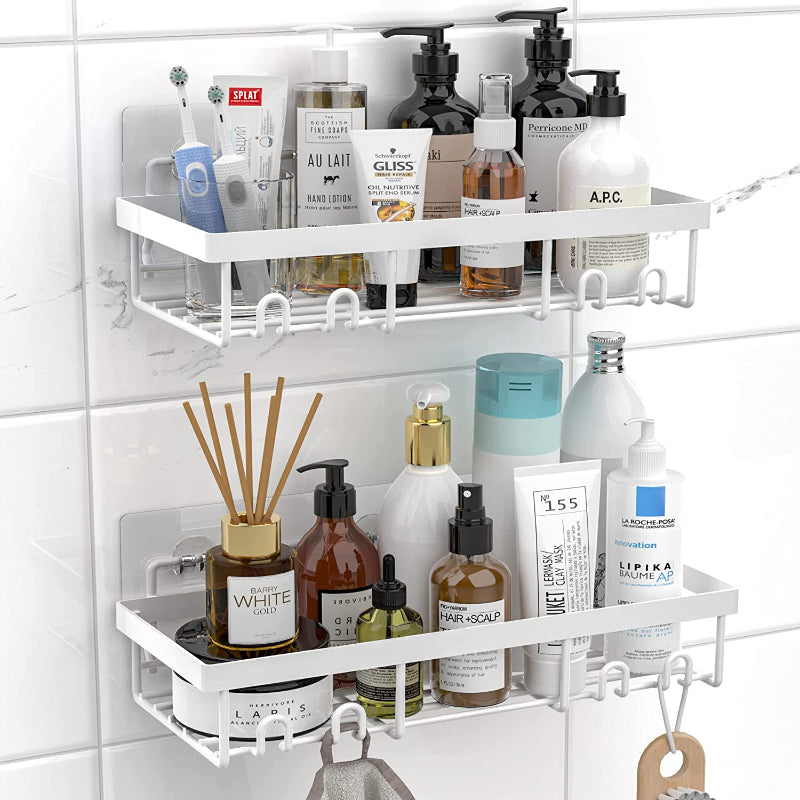 Shower Caddy Shelf Organizer Rack, Self Adhesive Black Bathroom Shelves Basket, Home Farmhouse Wall Shower Inside Organization and Storage Accessories, First Apartment Essentials - Grafton Collection