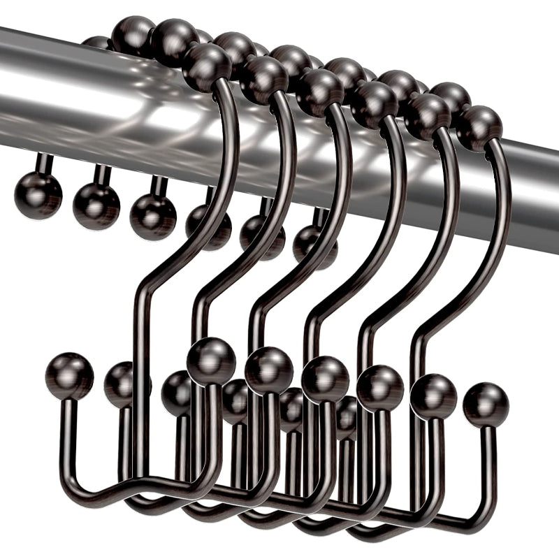 Shower Curtain Hooks Rings, Rust-Resistant Metal Double Glide Shower Hooks For Bathroom Shower Rods Set - Grafton Collection