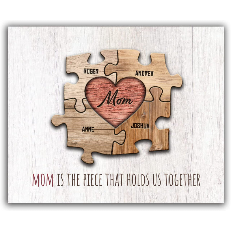 Personalized Puzzle Wall Art | Unique And Sentimental Customized With Up To 8 Names | Framed Canvas Or Wood Sign - Grafton Collection