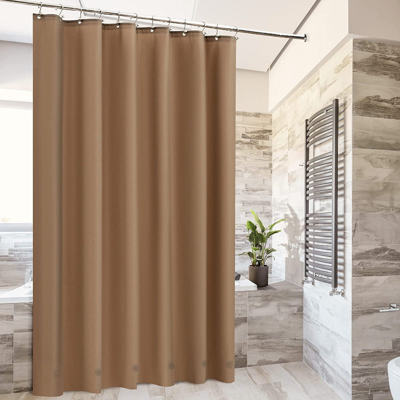 Brown Shower Curtain Liner - Lightweight Shower Curtain With Magnets, Metal Grommets - Grafton Collection