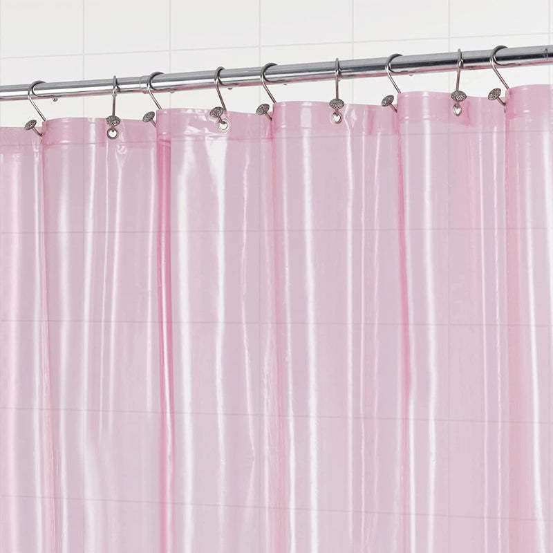 Shower Pink Curtain Liner - Lightweight Shower Curtain With Magnets, Metal Grommets - Grafton Collection