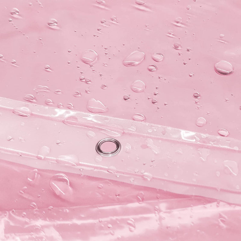 Shower Pink Curtain Liner - Lightweight Shower Curtain With Magnets, Metal Grommets - Grafton Collection