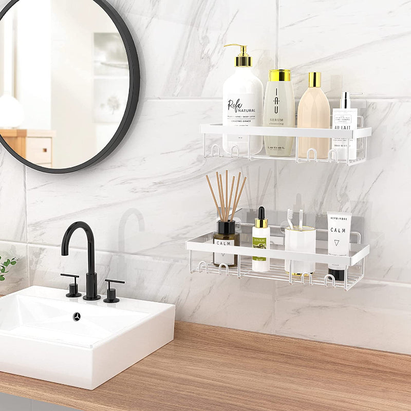 Shower Caddy Shelf Organizer Rack, Self Adhesive Black Bathroom Shelves Basket, Home Farmhouse Wall Shower Inside Organization and Storage Accessories, First Apartment Essentials - Grafton Collection