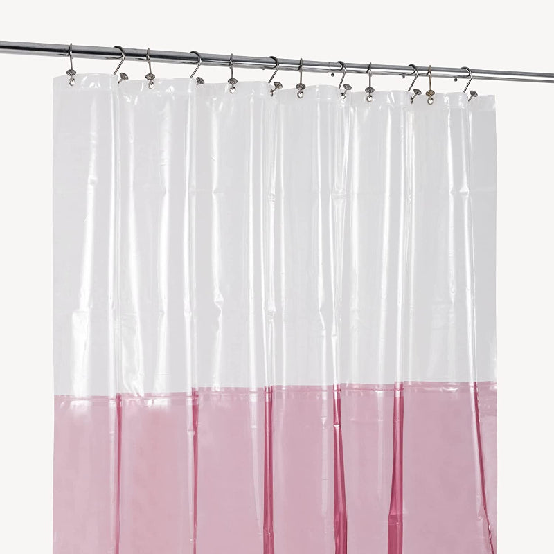 Pink Shower Curtain Liner - Lightweight Shower Curtain With Magnets, Metal Grommets - Grafton Collection