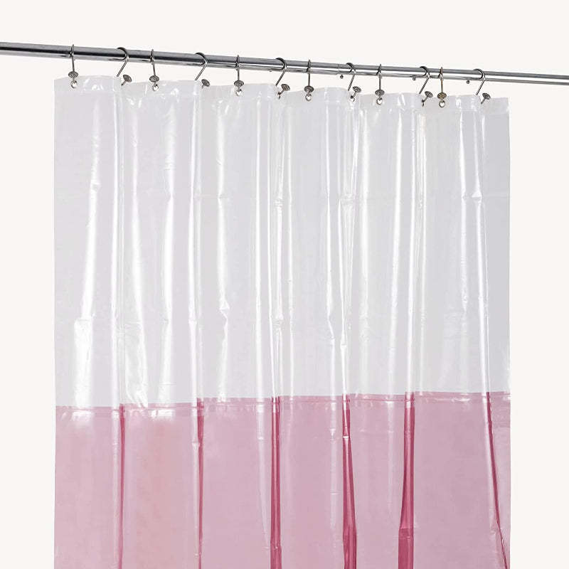 Pink Shower Curtain Liner - Lightweight Shower Curtain With Magnets, Metal Grommets - Grafton Collection