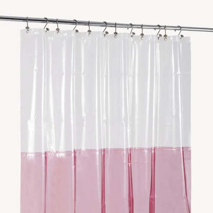 Pink Shower Curtain Liner - Lightweight Shower Curtain With Magnets, Metal Grommets - Grafton Collection