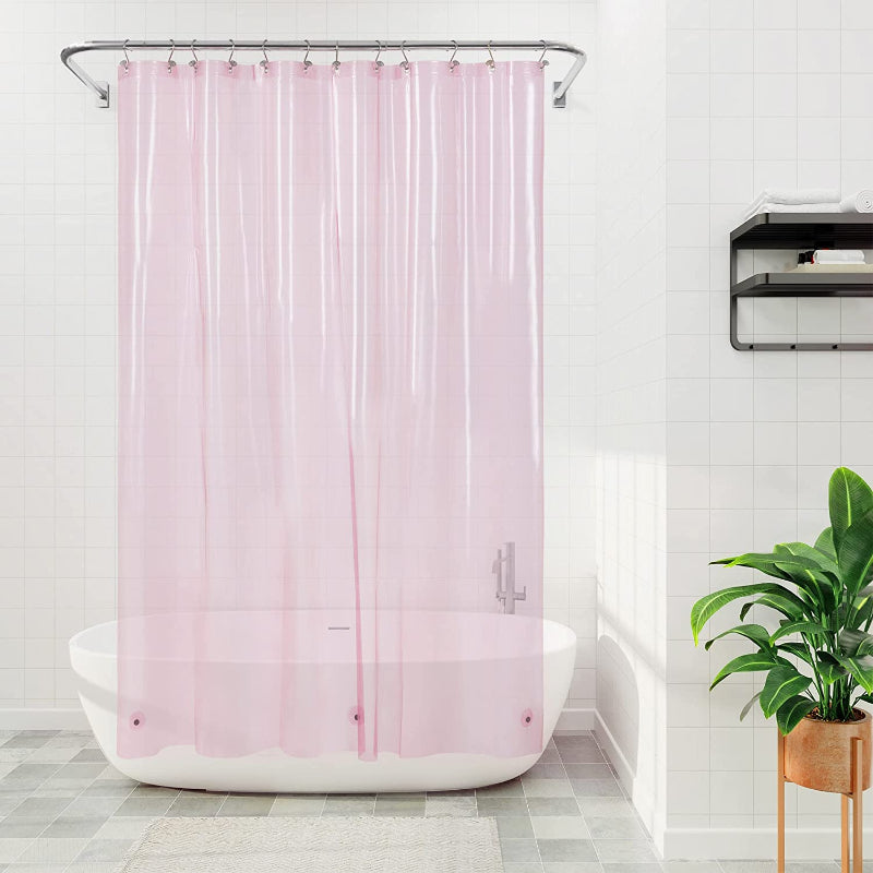 Shower Pink Curtain Liner - Lightweight Shower Curtain With Magnets, Metal Grommets - Grafton Collection