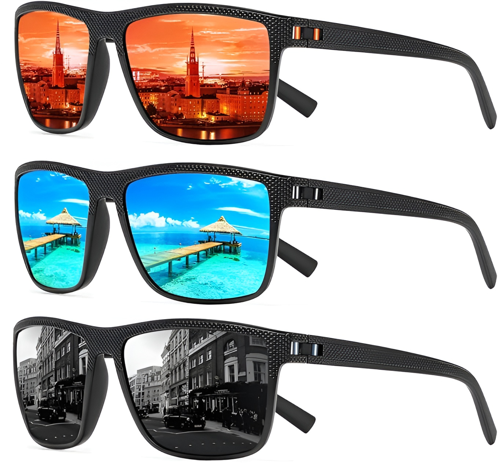 Pack Of 3 Polarized Lightweight Sunglasses With UV Protection