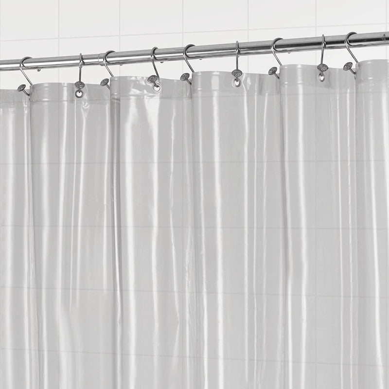 Shower Black Curtain Liner - Lightweight Shower Curtain With Magnets, Metal Grommets - Grafton Collection