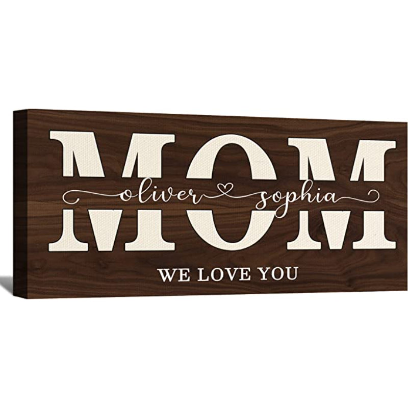 Prints Fun Custom Puzzle Piece Sign Canvas Prints With Names Personalized Mothers Day Gifts For Mom From Daughter Son Birthday Gifts For Mom Canvas Wall Art - Grafton Collection