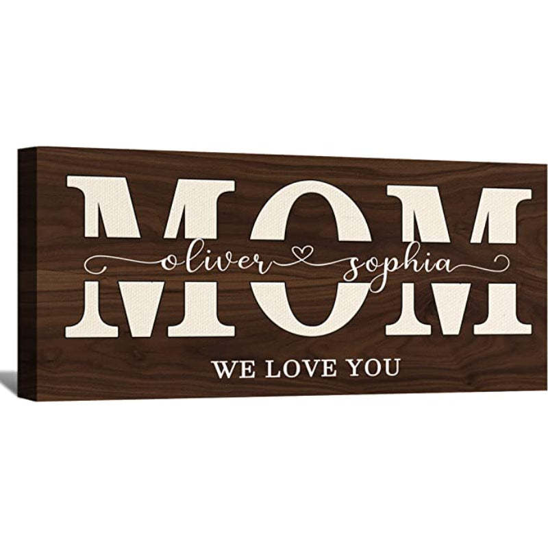 Prints Fun Custom Puzzle Piece Sign Canvas Prints With Names Personalized Mothers Day Gifts For Mom From Daughter Son Birthday Gifts For Mom Canvas Wall Art - Grafton Collection