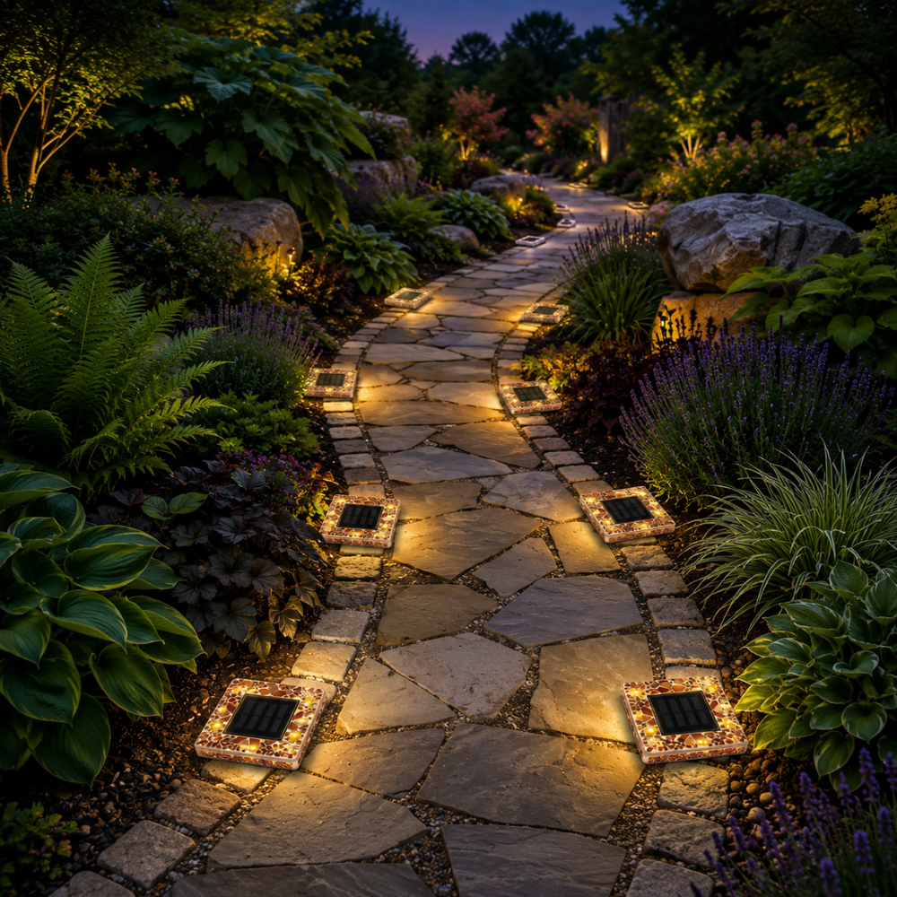 Waterproof Solar LED Mosaic Disk Design Lights For Pathway Decoration