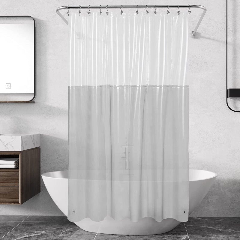 Gray Shower Curtain Liner - Lightweight Shower Curtains With Magnets, Metal Grommets - Grafton Collection