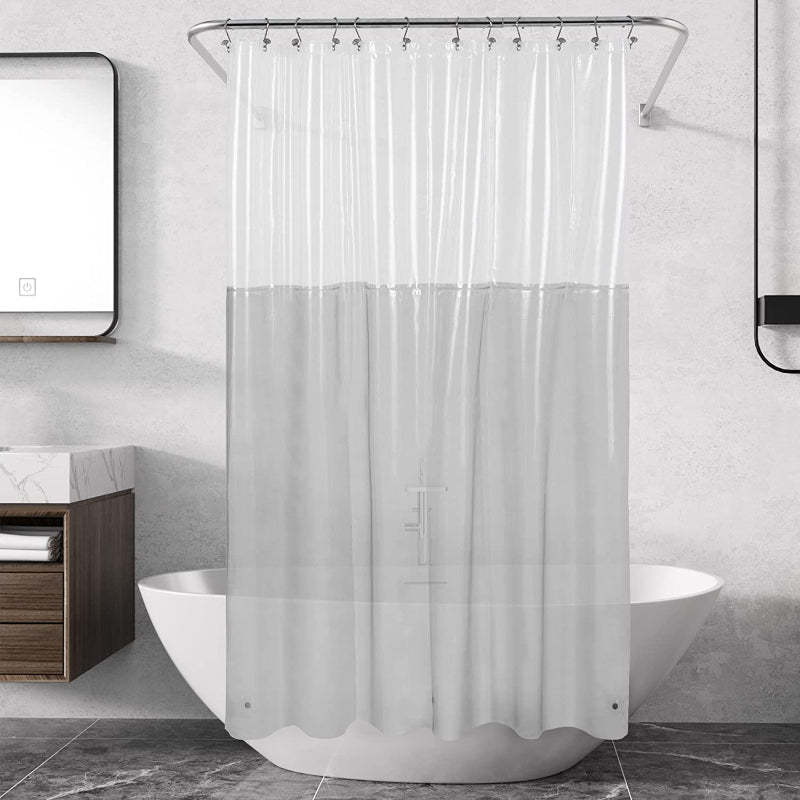 Gray Shower Curtain Liner - Lightweight Shower Curtains With Magnets, Metal Grommets - Grafton Collection