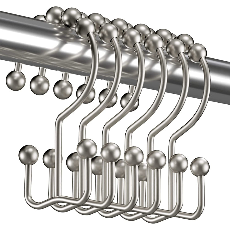 Shower Curtain Hooks Rings, Rust-Resistant Metal Double Glide Shower Hooks For Bathroom Shower Rods Set - Grafton Collection