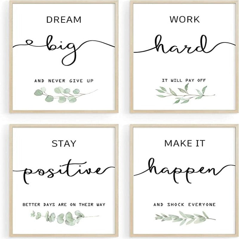 Inspirational Wall Art Office Decor, Motivational Unframed Wall Art Prints for Bedroom | Living Room | Office | Classroom, Daily Positive Affirmations Poster for Women Men Kids - Grafton Collection
