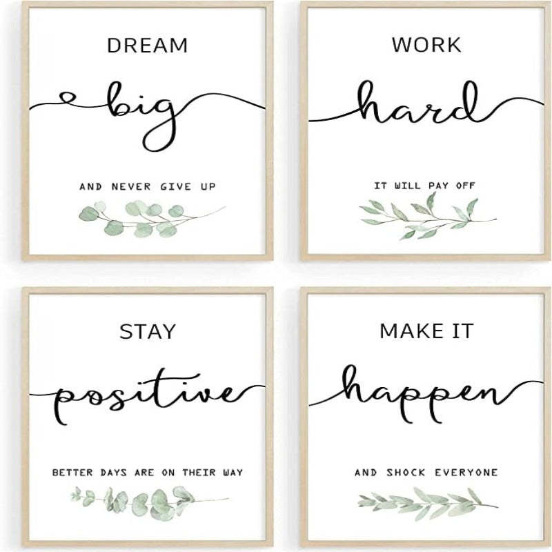 Inspirational Wall Art Office Decor, Motivational Unframed Wall Art Prints for Bedroom | Living Room | Office | Classroom, Daily Positive Affirmations Poster for Women Men Kids - Grafton Collection