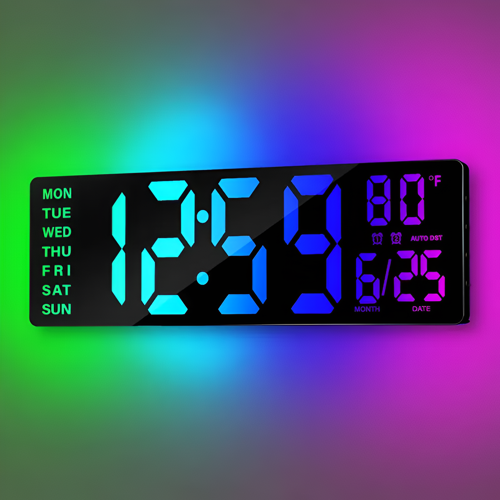Large Digital Wall Clock With 11 Scenes Mode For Home Decor 