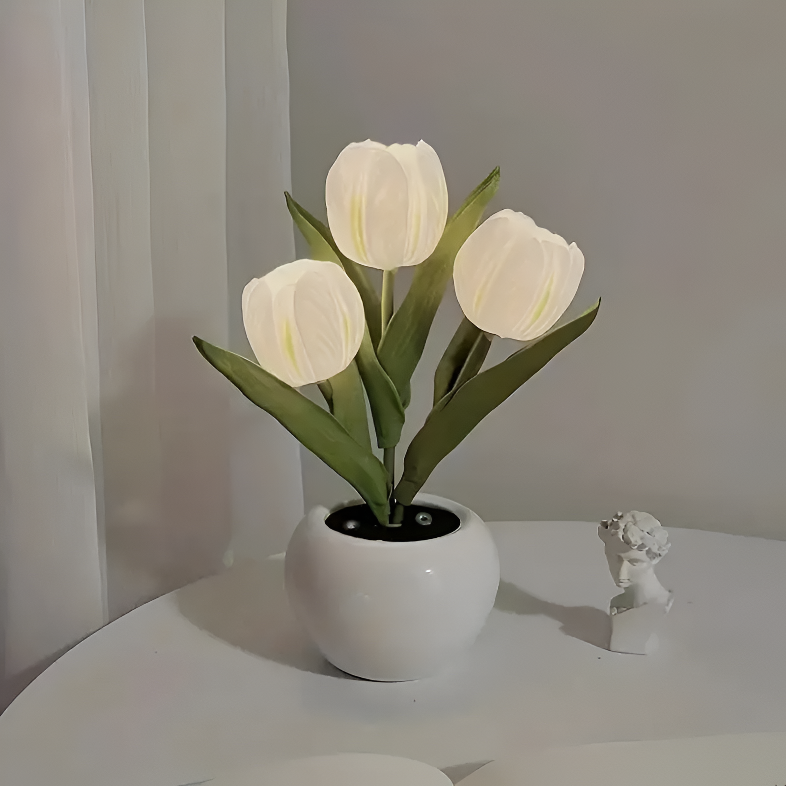 Tulip Design LED Night Table Lamp With Vase For Decor