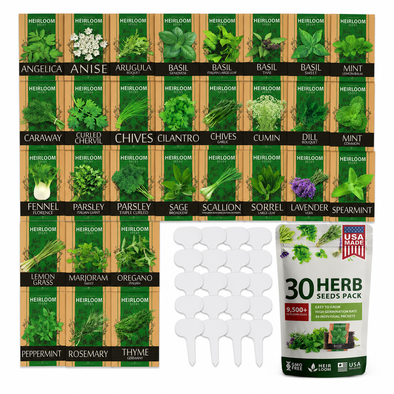 Indoor Outdoor Heirloom Herb Variety Seeds Pack