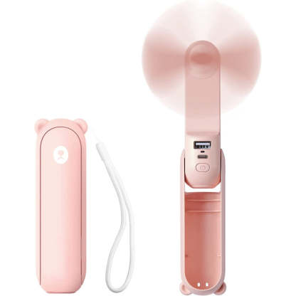 3 In 1 Handheld Fan, Mini Hand Fan, Portable Small Pocket Fan, Rechargeable Fan With Power Bank, Flashlight Feature - Grafton Collection