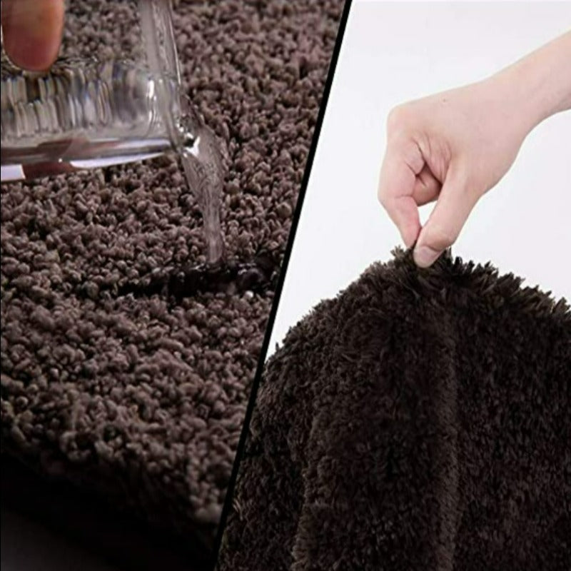 Brown Bathroom Rug Non Slip Bath Mat - Water Absorbent Soft Microfiber Shaggy Bathroom Mat Machine Washable Bath Rug for Bathroom Thick Plush Rugs for Shower - Grafton Collection