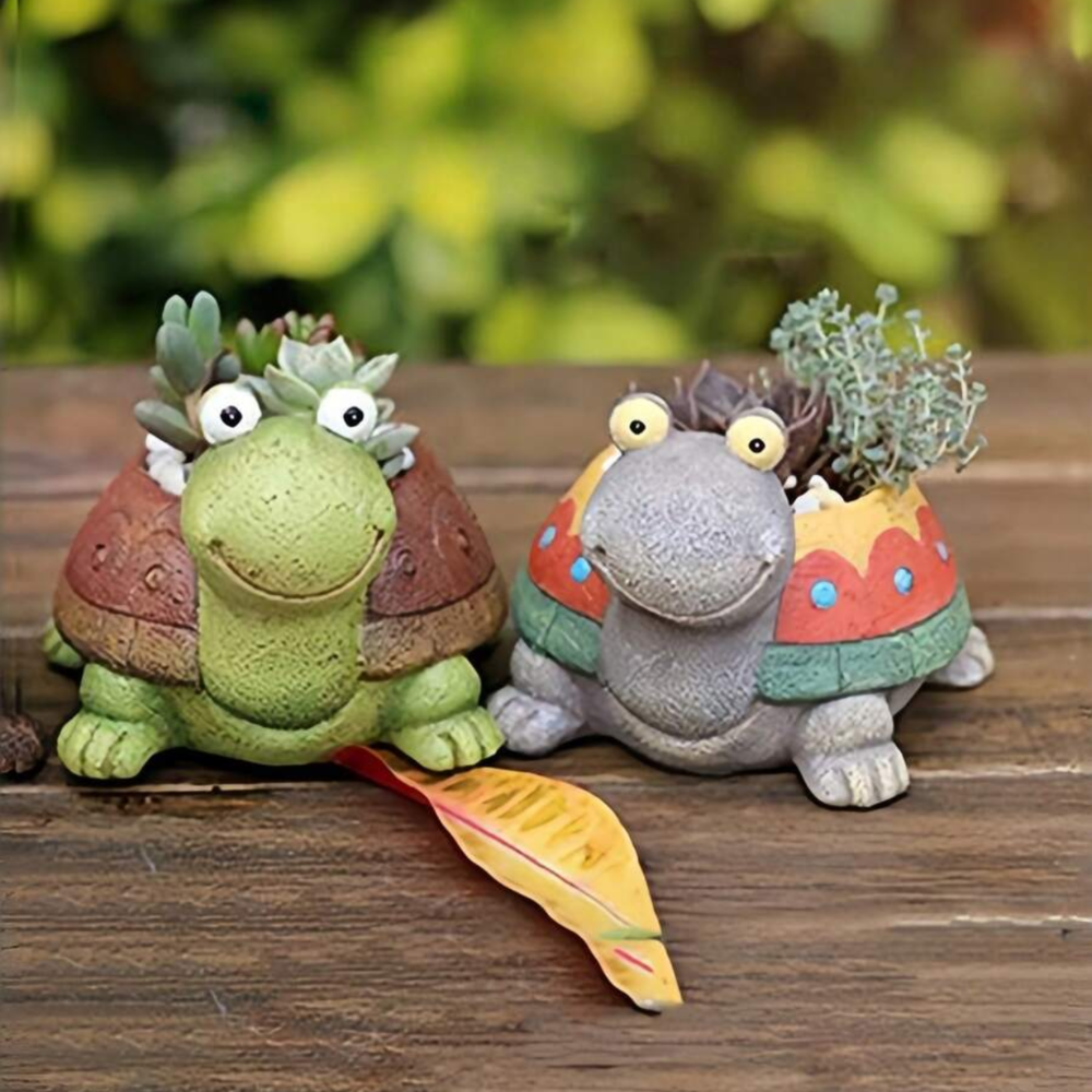 Turtle Shaped Resin Succulent Planter For Office Desk And Home Decor