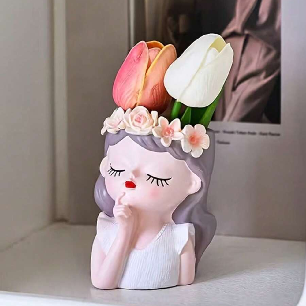 Creative Girl Sleeping Pose Figurines Flowerpot For Garden Decoration