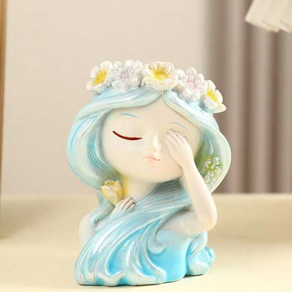 Creative Girl Sleeping Pose Figurine For Succulent And Tool Storage
