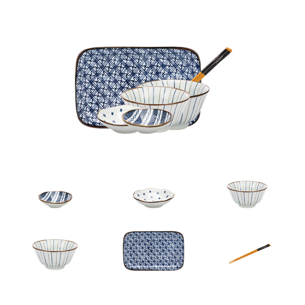 6 Piece Blue Dinnerware Set - Grafton Collection