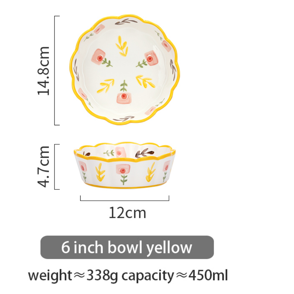 Flower Pattern Wavy Edge Bowl - Grafton Collection