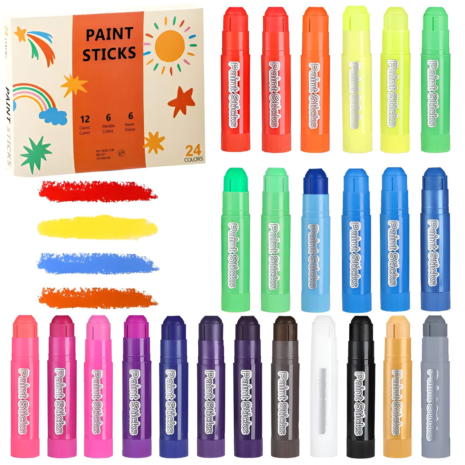 Tempera Paint Sticks Non Toxic Quick Drying Paint Sticks For Kids Washable Glass Canvas Christmas Gifts for Drawing on Various Objects Valentinesdaygift