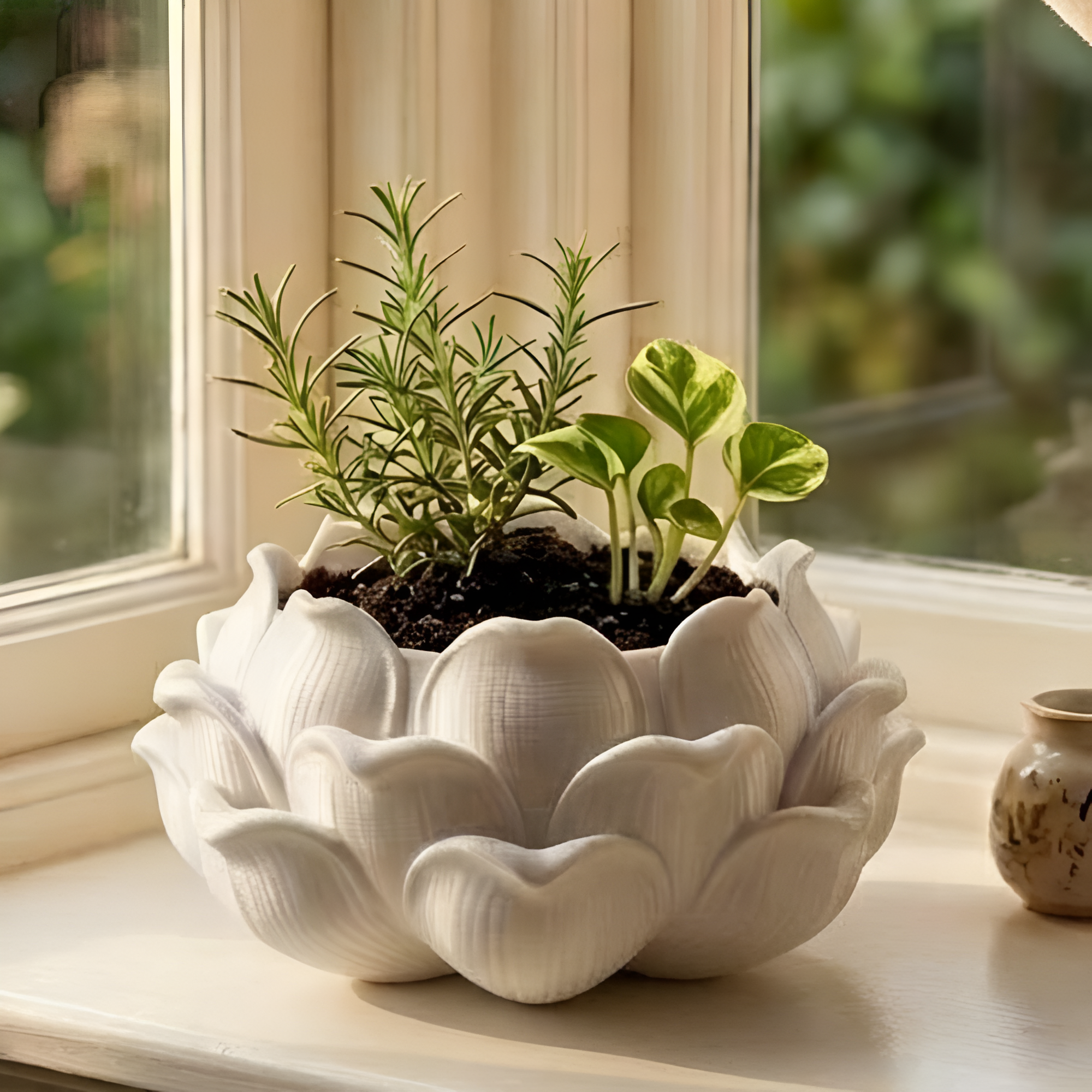 Lotus Flower Decorative Plastic Planter Pot For Succulents And Cactus