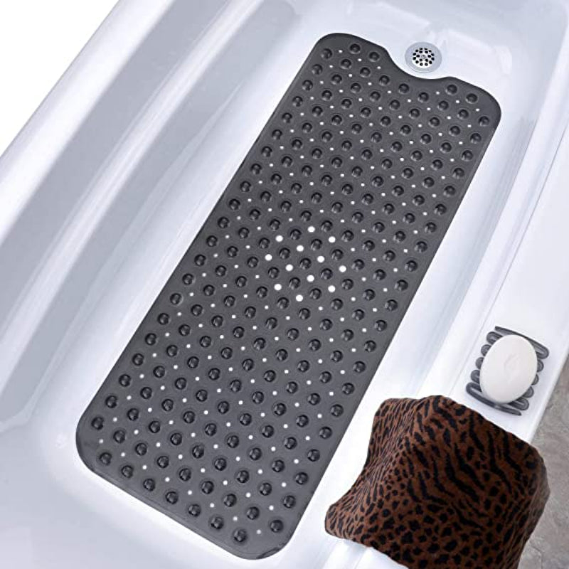 Extra Long Bath Tub & Shower Mat,Wet Floor Non-Slip for Elderly & Kids Bathroom, Longer Than Standard Bathtub Mats, Suction Cups, Drain Holes, Machine Washable - Grafton Collection