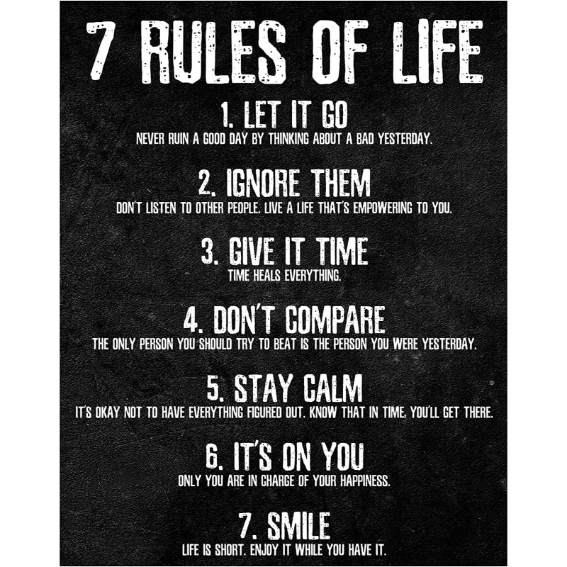 7 Rules of Life Motivational Poster - Grafton Collection