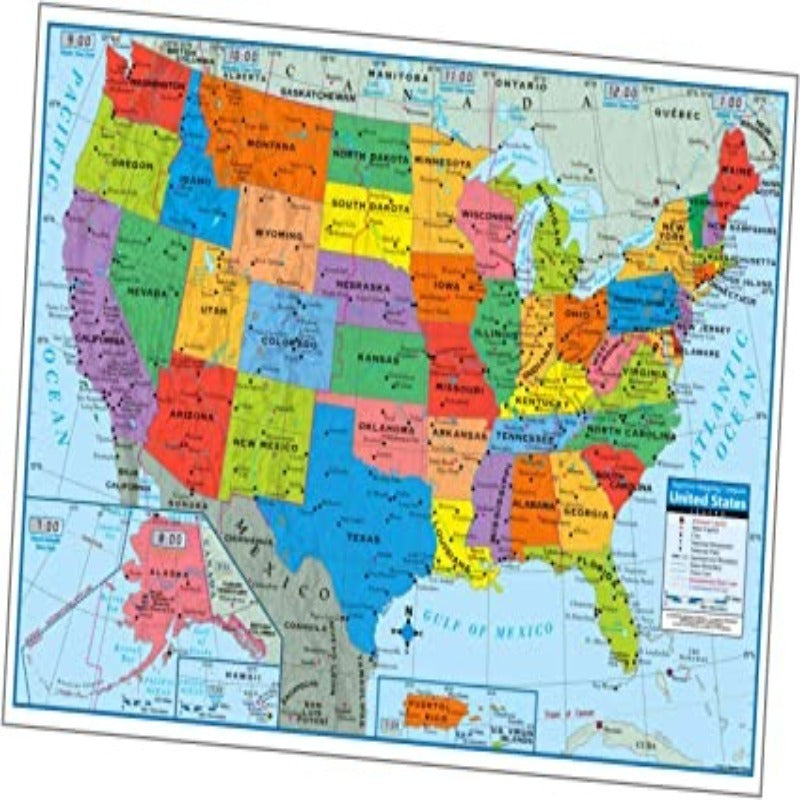 Poster Size Wall Map with Cities - Grafton Collection