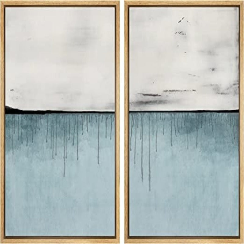 Framed Canvas Print Wall Art Set Landscape Abstract Shapes Illustrations Modern Art Decorative Bohemian Calm/Zen for Living Room, Bedroom, Office - Grafton Collection