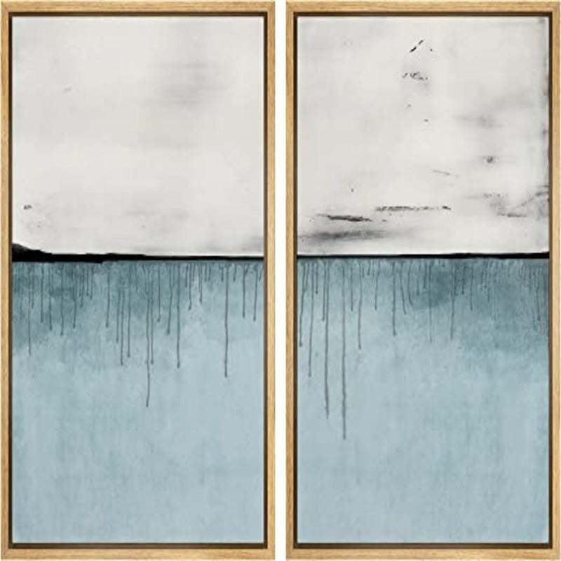 Framed Canvas Print Wall Art Set Landscape Abstract Shapes Illustrations Modern Art Decorative Bohemian Calm/Zen for Living Room, Bedroom, Office - Grafton Collection
