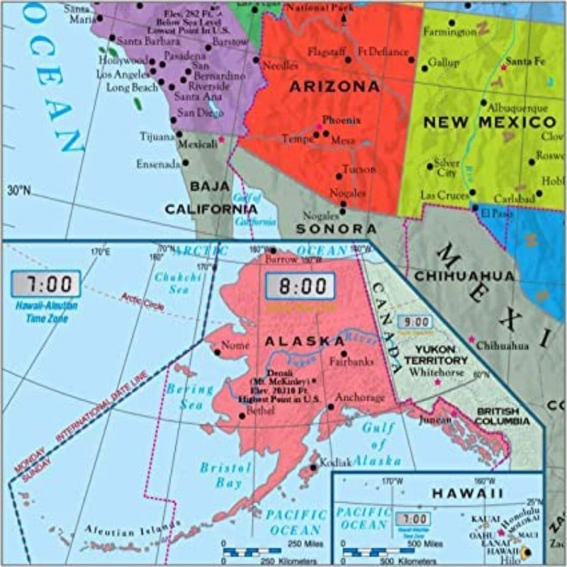 Poster Size Wall Map with Cities - Grafton Collection